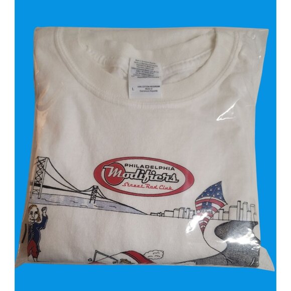 Philadelphia Modifiers Street Rod Club Gildan Ultra Cotton T-Shirt Size L White - Picture 5 of 5